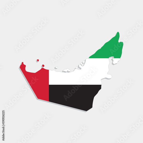 united arab emirates map with flag on gray background