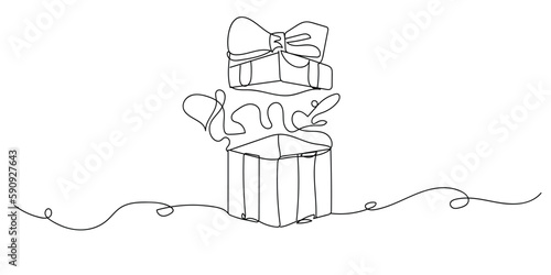 Drawn open gift box on white background