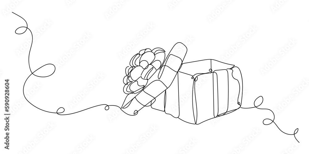 Drawn open gift box on white background Drawn open gift box on white background
