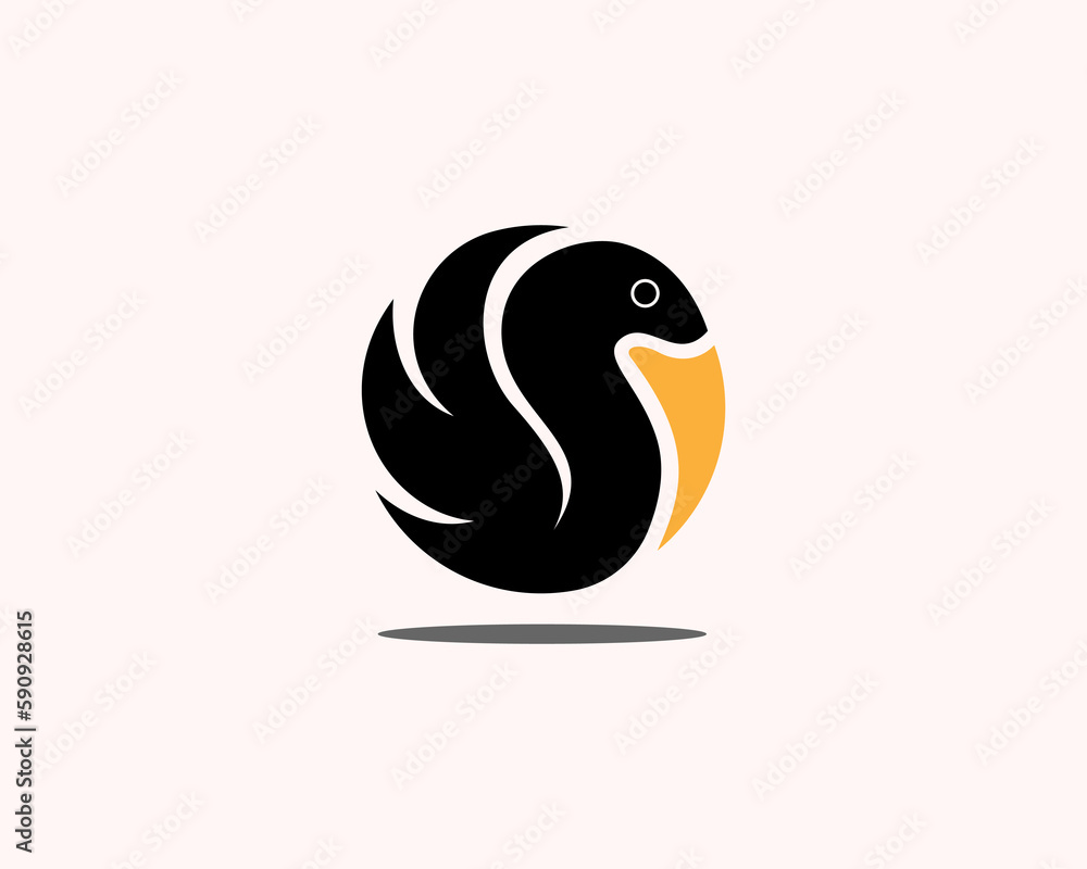Obraz premium simple pelican formed circle icon symbol logo design template illustration inspiration