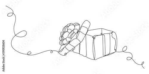 Drawn open gift box on white background