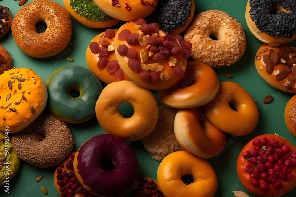 Bagels with lots of ingredients. Generative AI Bagels with lots of ingredients. Generative AI