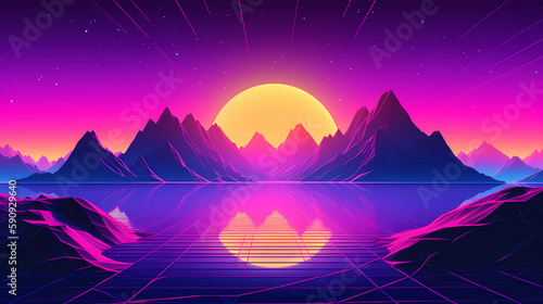 Vaporwave lansdcape artwork illustration   ai 