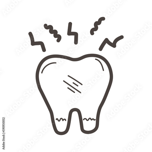 Tooth on white background. Concept of toothache