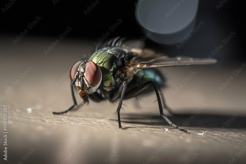 Fototapeta premium Houseflies in the Home. Generative AI
