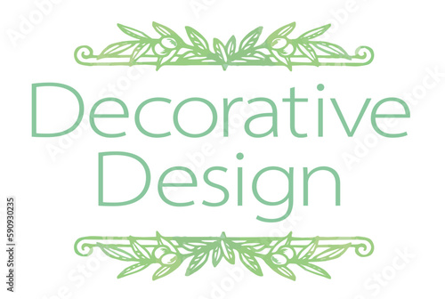 オリーブの実と葉を使った飾りイラスト。水彩風、ベクター素材。