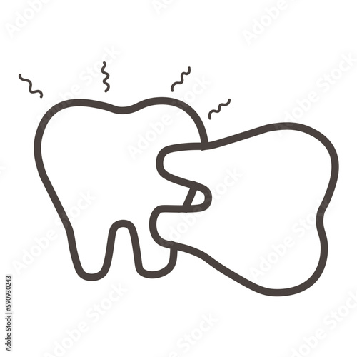 Teeth on white background. Concept of toothache