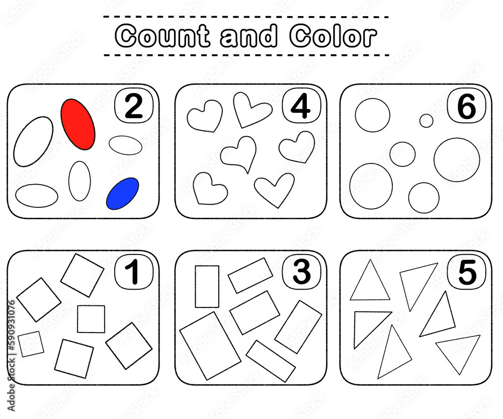 Count and color educational children activity with cute illustration ...