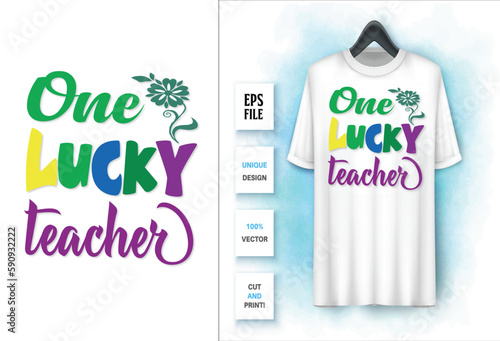 One lucky teacher SVG design graphic