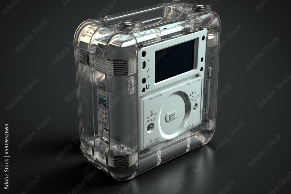 Videojuego portátil con carcasa transparente estilo glassmorphism, reproductor de juegos digitales, simulador de videojuegos, teléfono movil, creado con IA generativa Videojuego portátil con carcasa transparente estilo glassmorphism, reproductor de juegos digitales, simulador de videojuegos, teléfono movil, creado con IA generativa
