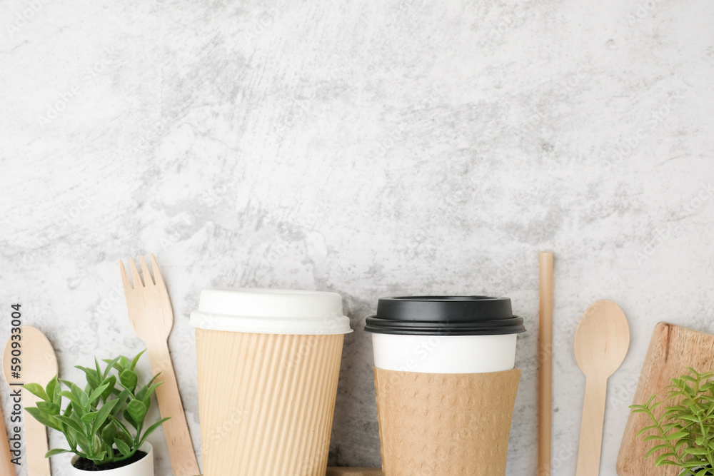 biodegradable food packaging and eco-friendly coffee cup. take way package for drink and food. environmental saving concept. biodegradable food packaging and eco-friendly coffee cup. take way package for drink and food. environmental saving concept.