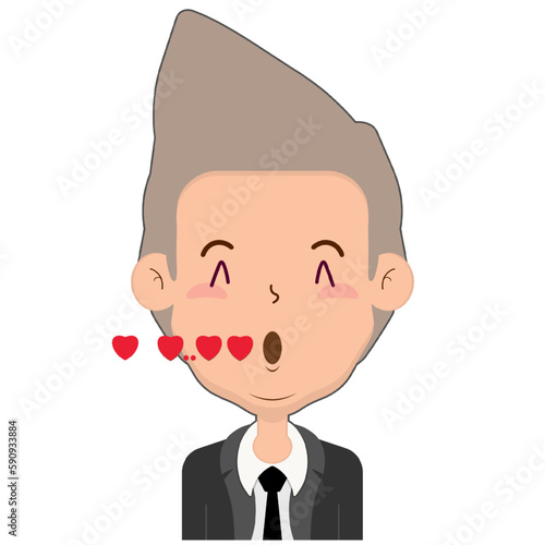 business man in love face cartoon cute