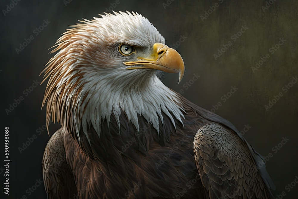 Obraz premium majestic bald eagle with a striking black background. Generative AI