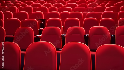 Empty theater red seats - Generative AI