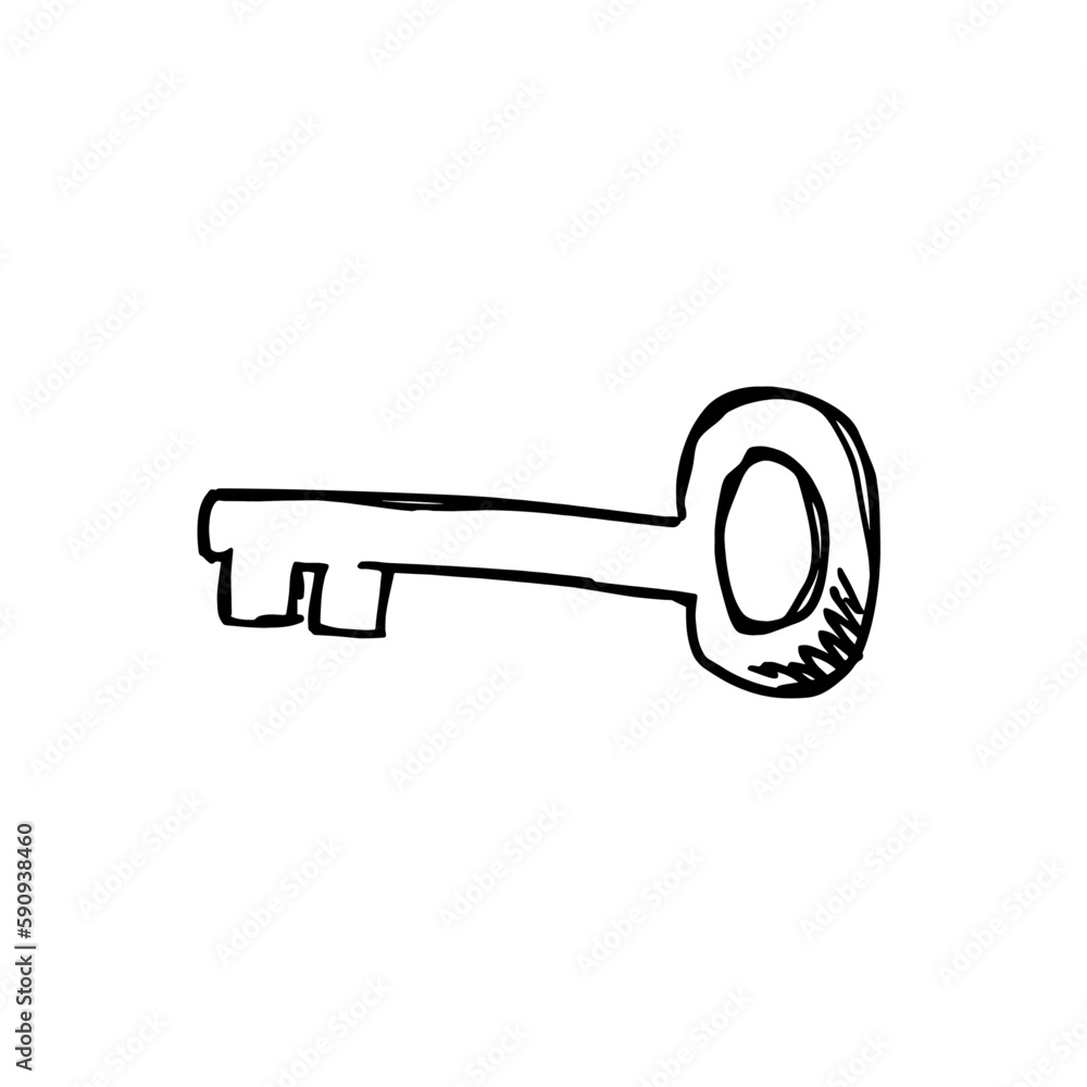 key isolated on white hand drawn key isolated on white hand drawn