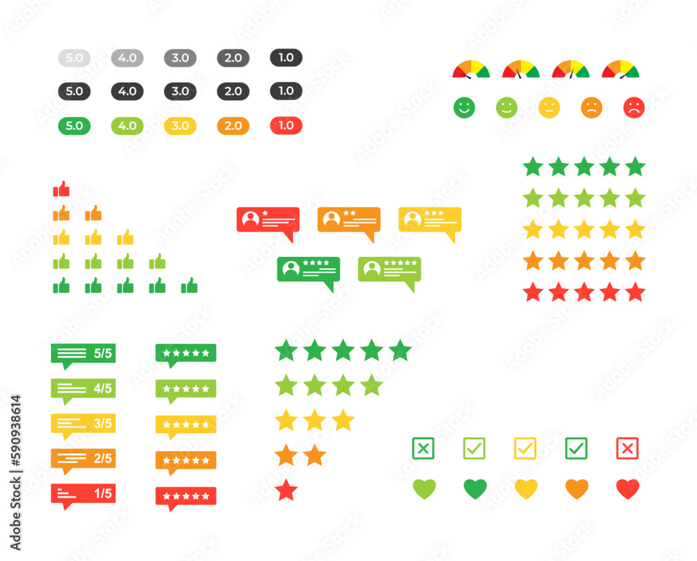 Creative Vector Icons for Customer Rating Feedback Concept Creative Vector Icons for Customer Rating Feedback Concept