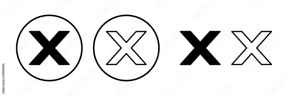 Close vector icon. Delete icon. remove, cancel, exit symbol. Close vector icon. Delete icon. remove, cancel, exit symbol.