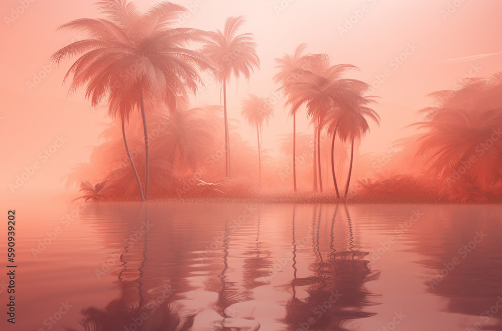 summer palm tree gradient background Generative AI