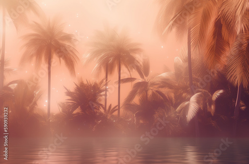 summer palm tree gradient background Generative AI