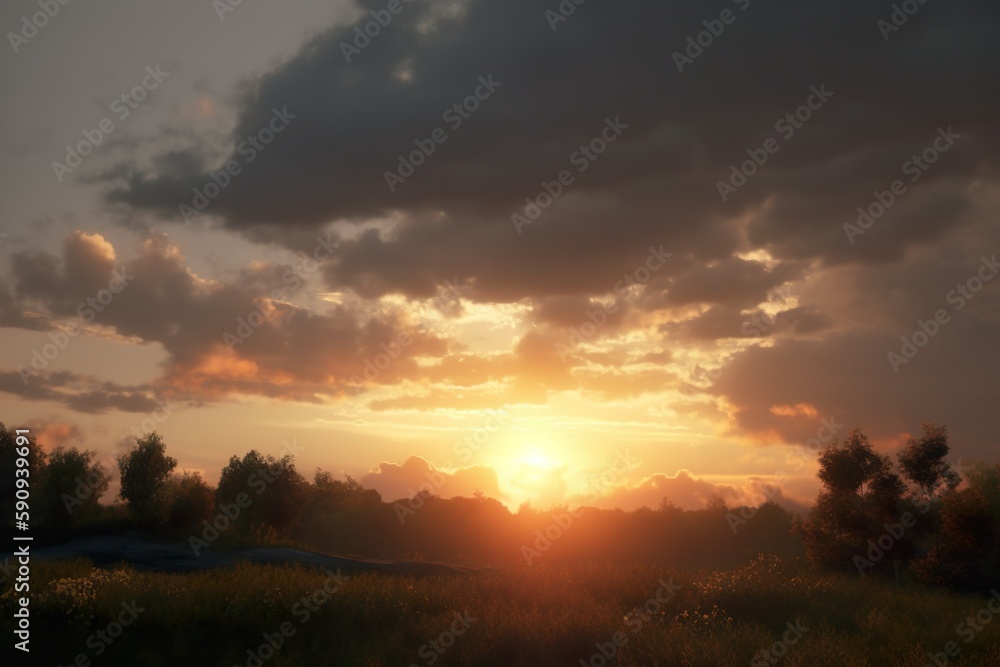 Romantic evening atmosphere: Experience sunset in the countryside