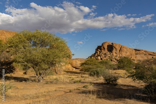 scenic view rock formation elephants head in erongo region of namibia