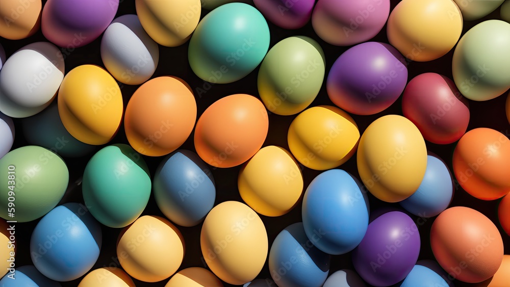 Lots of colorful Easter eggs, pattern, background, illustration