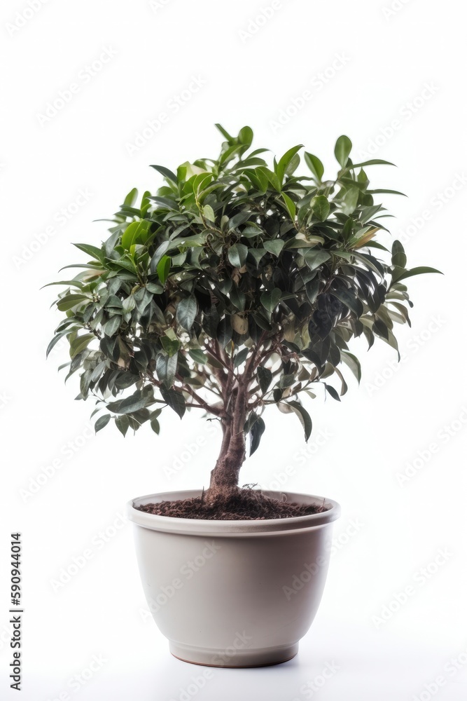 Photo of plant in decorative interior pot isolated white background. Generative AI Photo of plant in decorative interior pot isolated white background. Generative AI