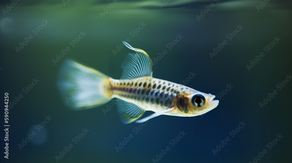 Graceful Female Guppy Gliding in Water Graceful Female Guppy Gliding in Water