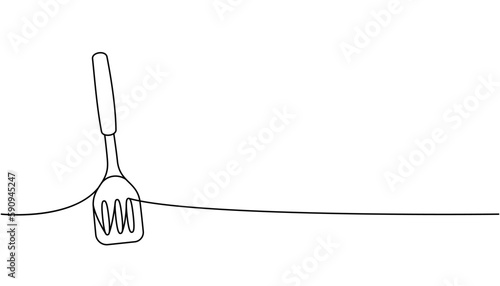 Kitchen spatula one line continuous drawing. Kitchen tools continuous one line illustration. Vector minimalist linear illustration.