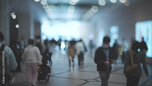 歩行者のぼかし風景 スローモーション