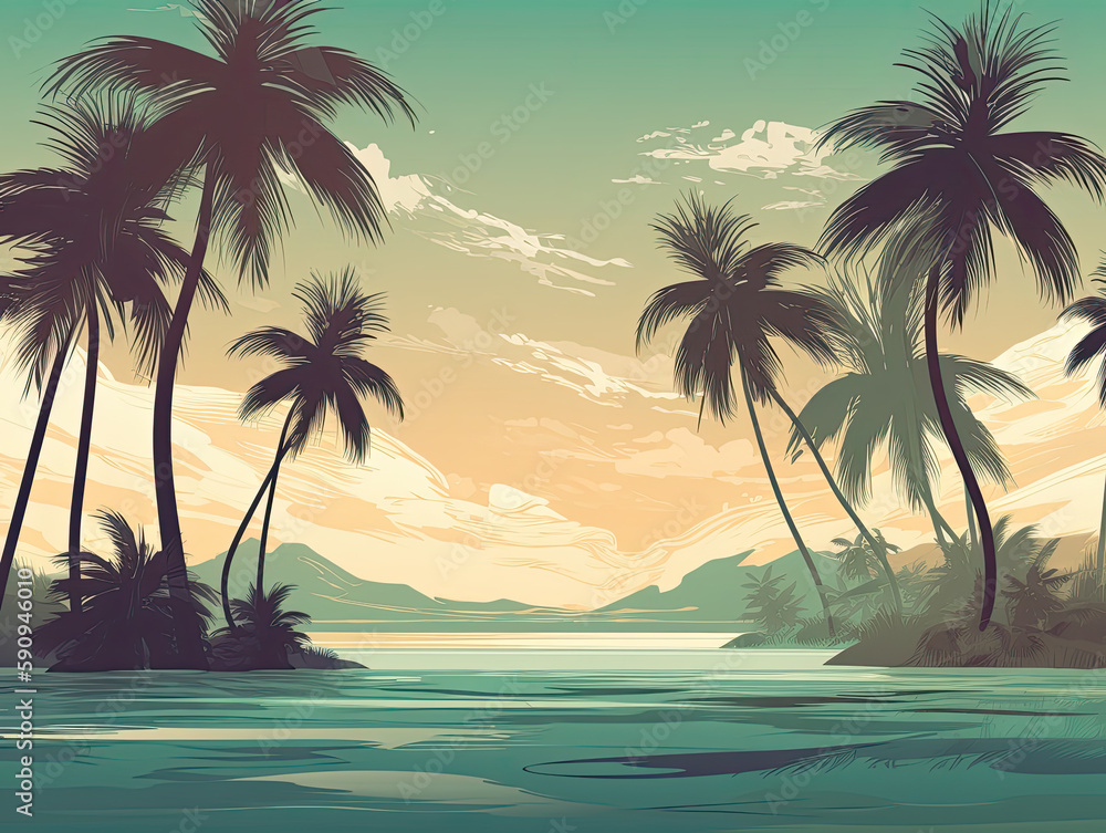 Island Oasis Palm Tree Desktop Background Design