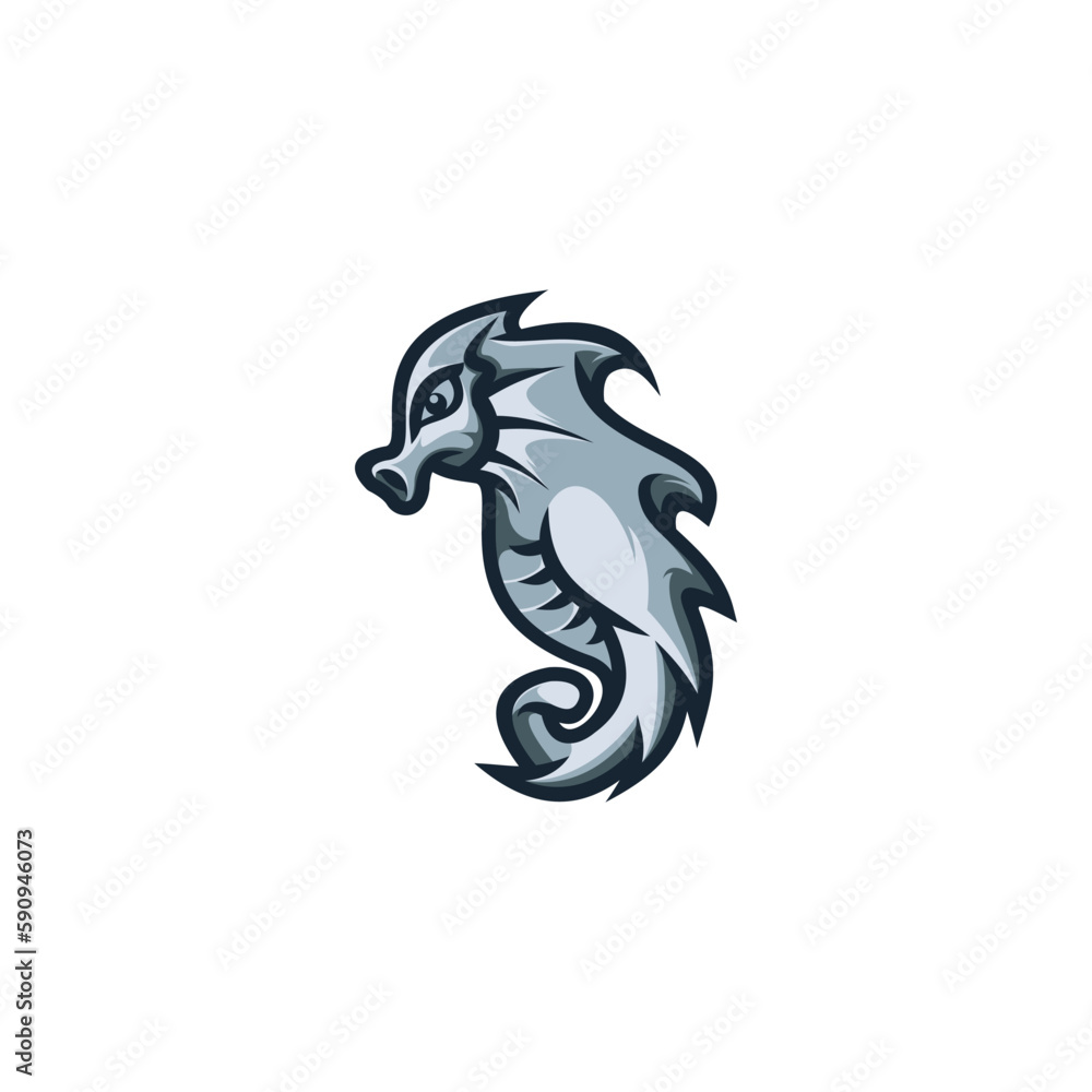 Cute Seahorse Mascot Logo Vector