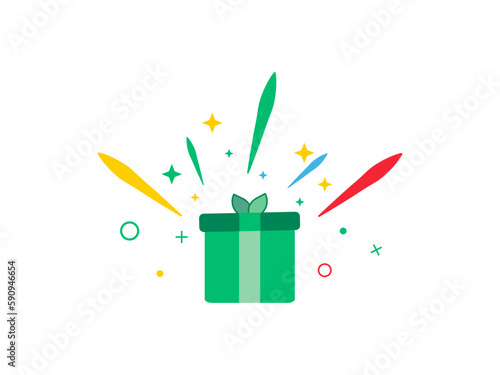 green gift box, suprise box vector icon 