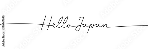 Hello Japan - word with continuous one line. Minimalist drawing of phrase illustration. Japan country - continuous one line illustration.