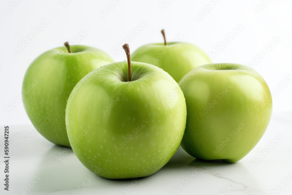 Green Apples, Multiple apples on white background, generative ai, Fresh tasty fruit Green Apples, Multiple apples on white background, generative ai, Fresh tasty fruit