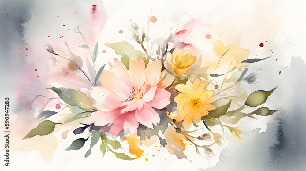 Vibrant Watercolor Flowers Background
