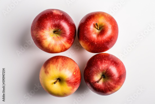 Multiple apples top-down view, Red Apples, Apple on a white background, generative ai, Fresh tasty fruit