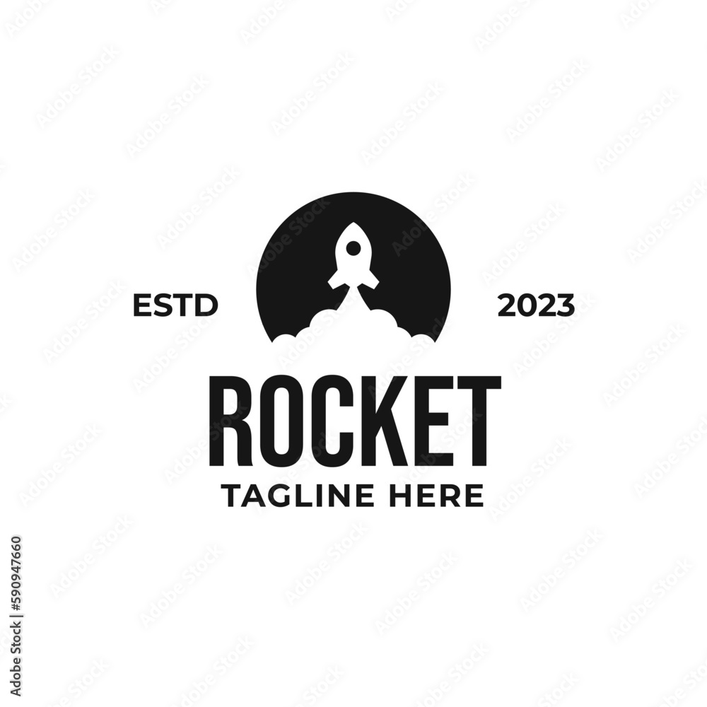 Vector rocket launch logo design concept illustration idea