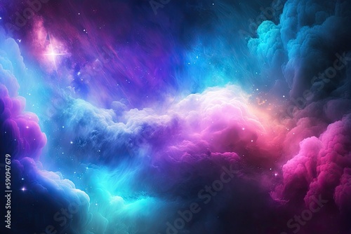 vibrant sky with clouds and stars. Generative AI © 2rogan