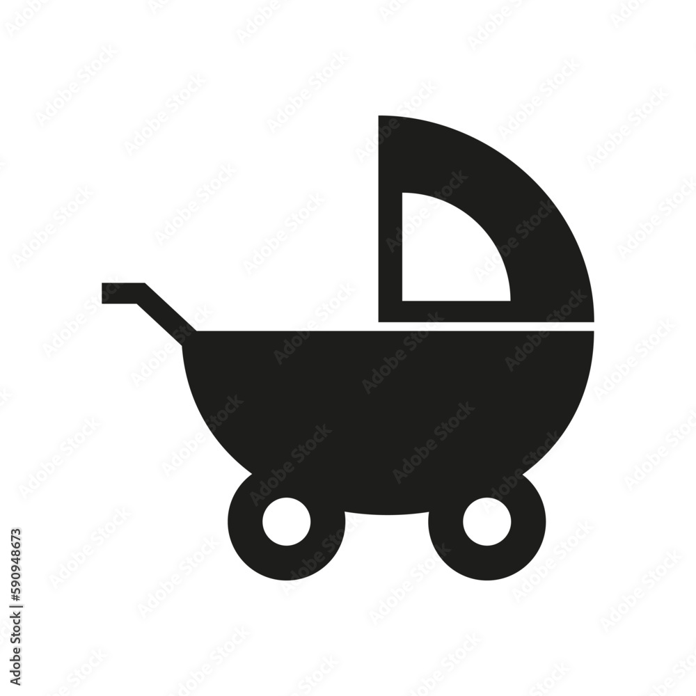 Line art baby stroller icon. Vector illustration. Line art baby stroller icon. Vector illustration.