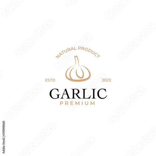 Vector garlic logo design concept illustration idea