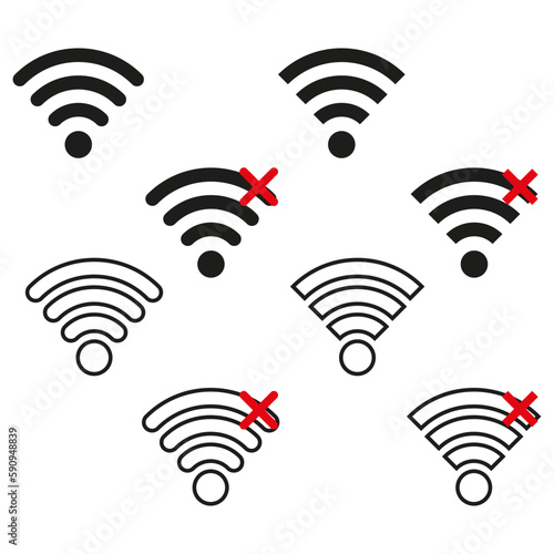 Wifi icons cross. Internet network. Internet communication. Online concept. Vector illustration.