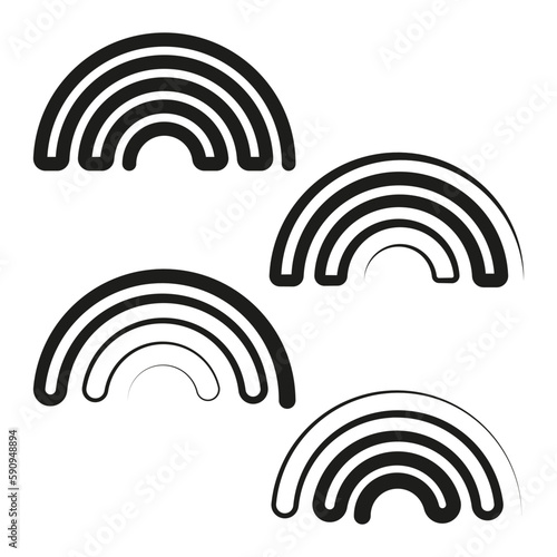 Graphics, icon, symbol made of parallel curved lines. Camber, flexure lines element. Vector illustration.