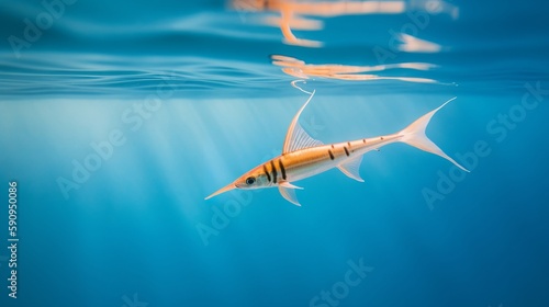 Elegant Swordtail Fish Floating in Serene Waters