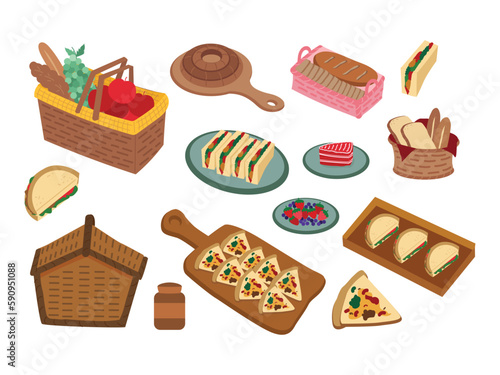 Picnic Stuff Tend and food Vector Illustration