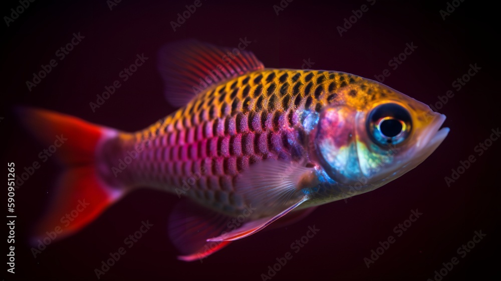 Close-up of a Colorful Cherry Barb Fish