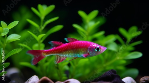 Cherry Barb Fish in a Planted Nano Tank