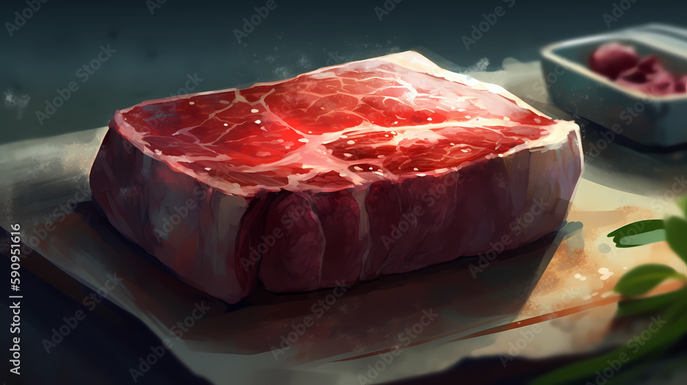 イラスト調の牛肉のヒレ,フィレ No.007 | Beef fillet Generative AI