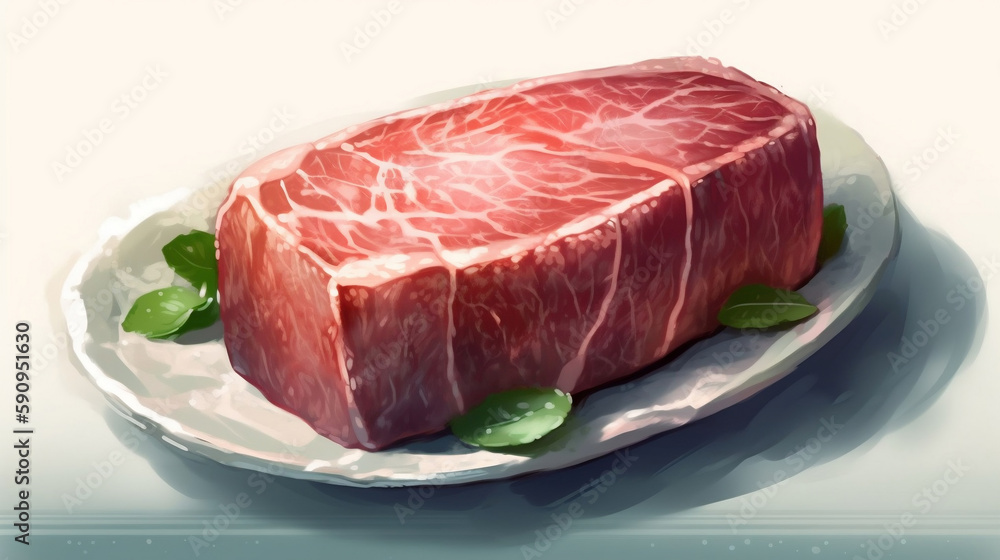 イラスト調の牛肉のヒレ,フィレ No.006 | Beef fillet Generative AI