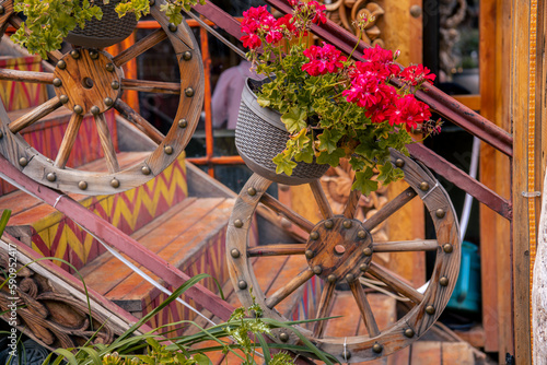 Lijiang, China. Beautiful house decoratiion of the Lijiang Old Town. Selective focus photo